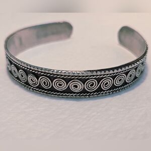 Vintage Pewter Wave Spiral Bracelet